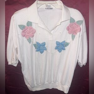 Pastel & Pearl Vintage Alfred Dunner Women’s Kidcore Polo w shoulder pads